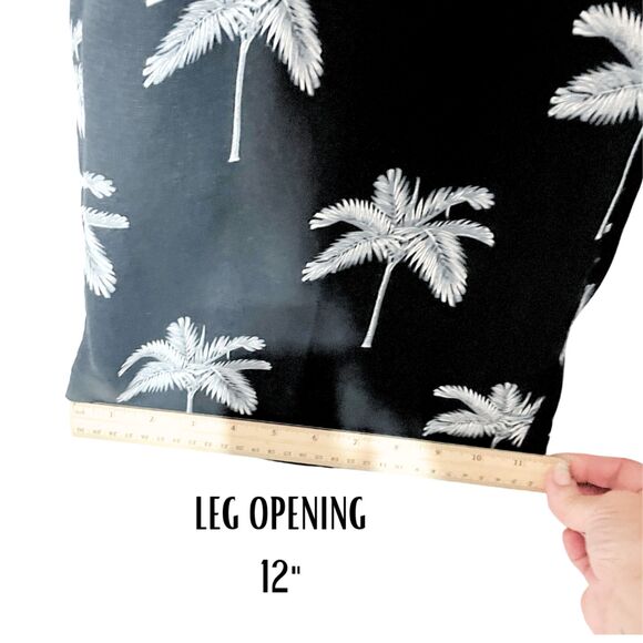 New Ann Taylor Black Palm Tree Print Wide Leg Pull On Trousers - Picture 8 of 12